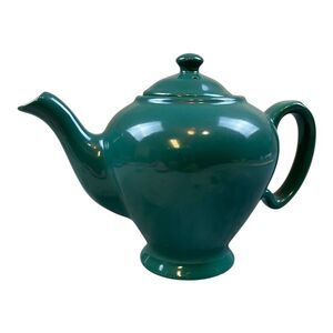 Vintage 60s McCormick Tea Co. Baltimore Ceramic Teal Blue Teapot w/ Lid